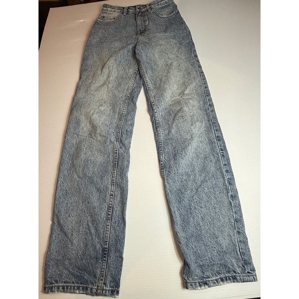 Ksubi Women's Blue Acid Wash High Rise Straight Leg Denim Jeans Size 25
